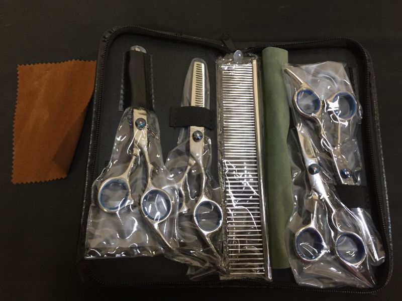 Photo 1 of  Dog Grooming Kit, Safety Round Tip, Heavy Duty Stainless Steel, 5 in 1 Cat Dog Grooming Scissors Set, Best Pet Grooming Shears for Full Body