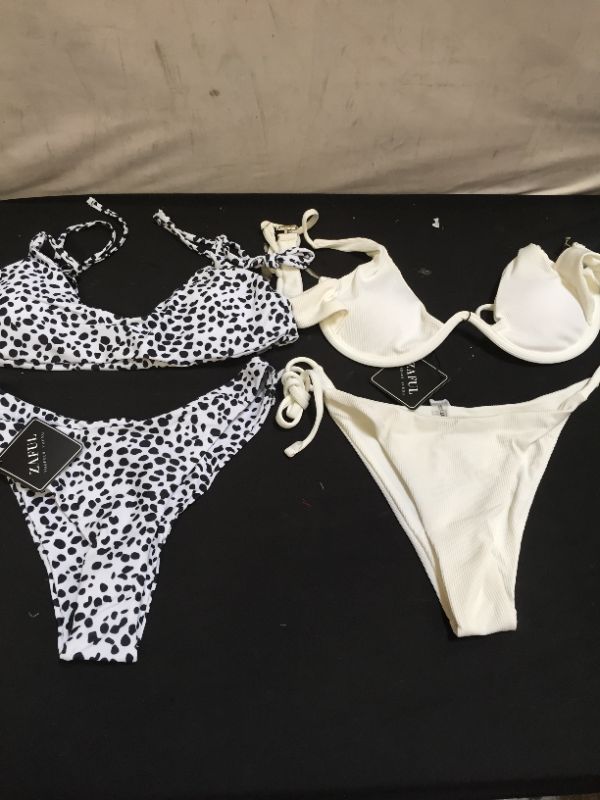 Photo 1 of WOMENS TWO PIECE BATHING SUIT --CREME - LEOPARD STYLE DESIGN SIZE 6
