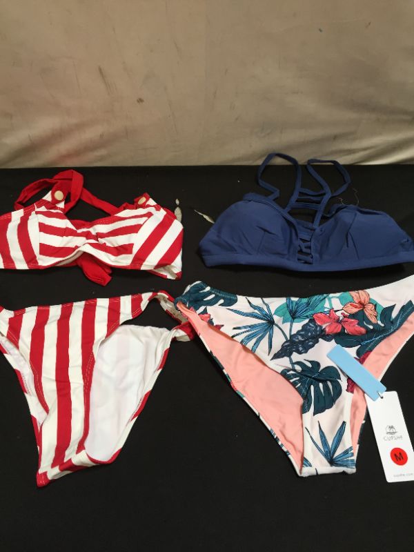 Photo 1 of WOMENS TWO PIECE MULTI COLORED BATHING SUITS -----SIZE MEDIUM 
