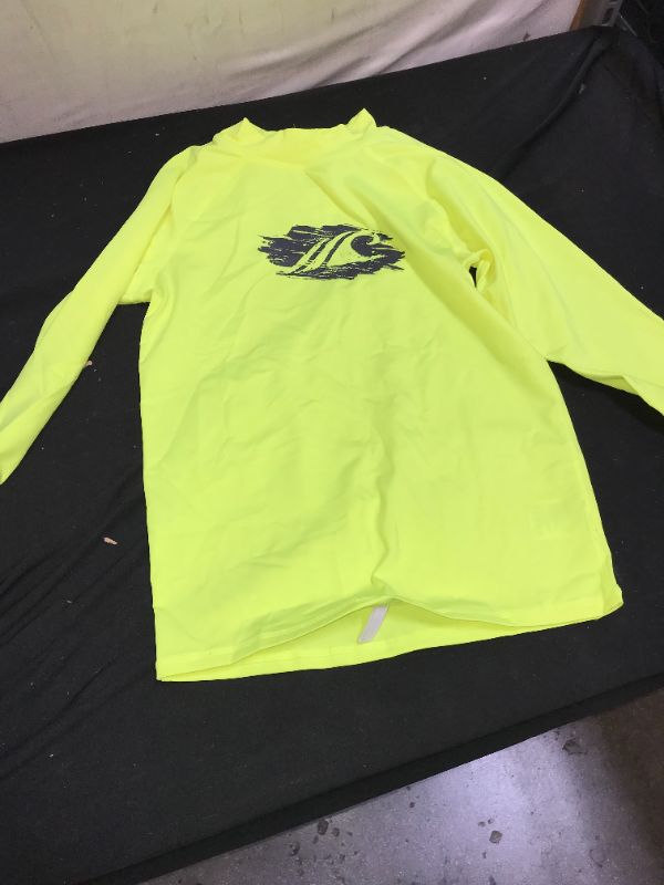 Photo 1 of girls athletic upf shirt yellow green small