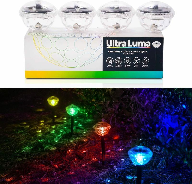 Photo 2 of Ultraluma Solar Disco (4 Pack), Decorative LED Lights for Garden Pool Landscape
