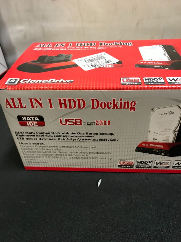 Photo 1 of All in 1 HDD Docking Station 
item is new opened it to take pictures 
unable to test in facilities 