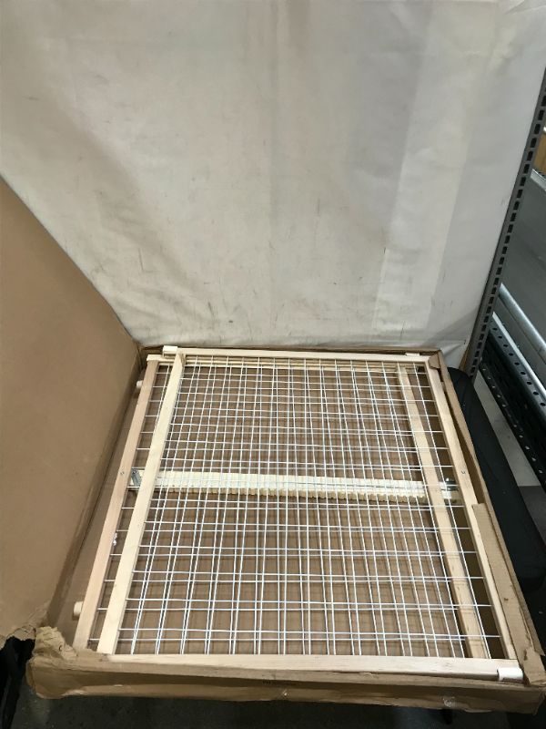 Photo 2 of 50" Wide Extra Wide Wire Mesh Baby Gate: Installs in Extra Wide Opening in Second Without damaging Wall. Pressure Mount. Fits 29.5"-50" Wide (32" Tall, Sustainable Hardwood)
