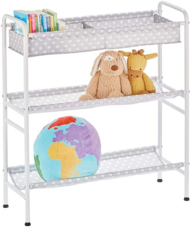 Photo 1 of mDesign 3-Tier Metal Frame, Vertical Toy Storage Organizer Cart for Child/Kids Bedroom, Toy Room, Playroom - Holds Toys, Crayons, Building Blocks, Puzzles, Crafts, Books, Blankets - Gray/White
