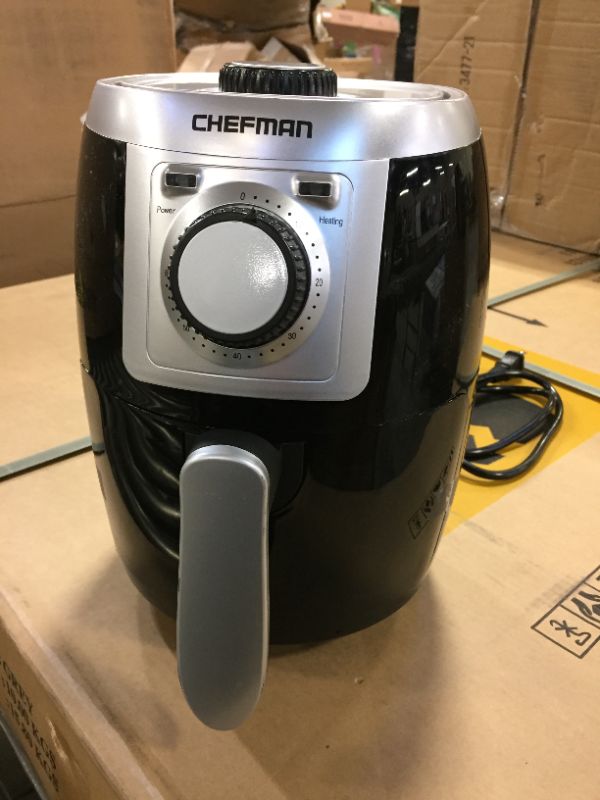 Photo 2 of CHEFMAN Small, Compact Air Fryer Healthy Cooking, 2 Qt, Nonstick, User Friendly and Adjustable Temperature Control w/ 60 Minute Timer & Auto Shutoff, Dishwasher Safe Basket, BPA-Free, Black
