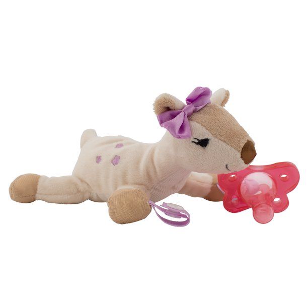 Photo 1 of Dr. Brown's Lovey Pacifier and Teether Holder, 0-6m, Deer with Pink Pacifier
