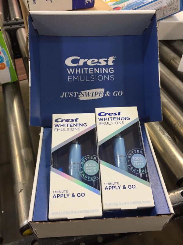 Photo 2 of Crest OralB Whitening Emulsions On-the-Go Leave-on Teeth Whitening Kit with Builtin Applicator, 10g Twin Value Pack, 0.35Oz
