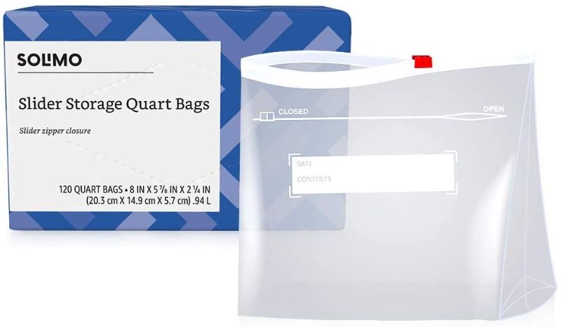 Photo 1 of Amazon Brand - Solimo Slider Quart Food Storage Bags, 120 Count
