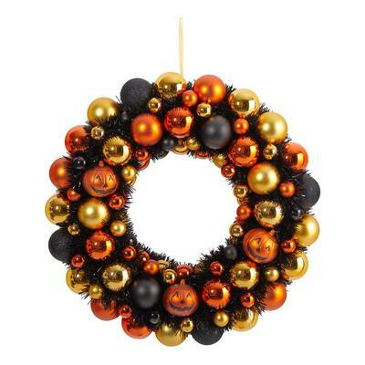 Photo 1 of 30" Halloween Shatterproof Jack O'Lantern Pumpkin Ornament Wreath (W1209)
