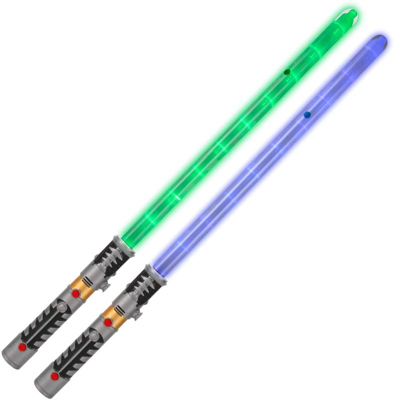 Photo 1 of 2-in-1 LED Light Up Swords Set FX Double Bladed Dual Sabers with Motion Sensitive Sound Effects (2 Pack)
