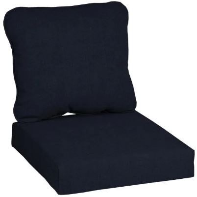 Photo 1 of 24 in. x 22 in. CushionGuard Midnight 2-Piece Deep Seating Outdoor Lounge Chair Cushion
