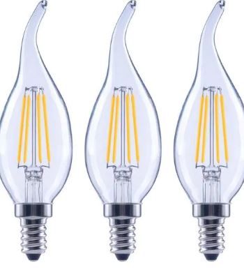 Photo 1 of 60-Watt Equivalent B11 Dimmable Flame Bent Tip Clear Glass Filament LED Vintage Edison Light Bulb Bright White (3-Pack)
4ct
