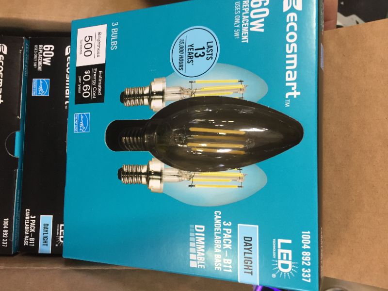 Photo 3 of 60-Watt Equivalent B11 Dimmable ENERGY STAR Clear Glass Filament LED Vintage Edison Light Bulb Daylight (3-Pack)
4ct