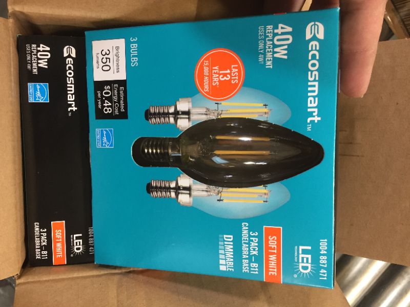 Photo 3 of 40-Watt Equivalent B11 Candle Dimmable ENERGY STAR Clear Glass Filament LED Vintage Edison Light Bulb Soft White(3-Pack)
4ct