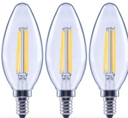 Photo 1 of 100-Watt Equivalent B13 Dimmable Blunt Tip Clear Glass Filament LED Vintage Edison Light Bulb Bright White (3-Pack)
4ct