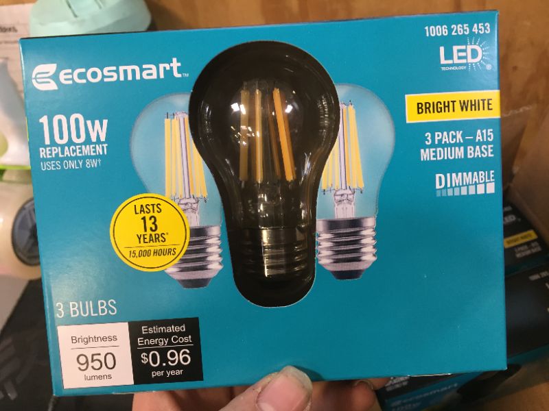 Photo 3 of 100-Watt Equivalent A15 Dimmable Appliance Fan Clear Glass Filament LED Vintage Edison Light Bulb Bright White (3-Pack)
4ct