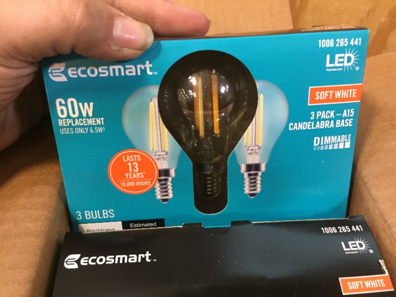 Photo 3 of 60-Watt Equivalent A15 Dimmable Appliance Fan Clear Glass Filament LED Vintage Edison Light Bulb Soft White (3-Pack)
