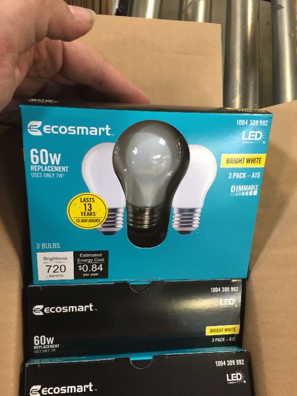 Photo 3 of 60-Watt Equivalent A15 Dimmable Frosted Glass Filament LED Vintage Edison Light Bulb Bright White (3-Pack)
