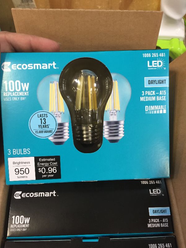Photo 3 of 60-Watt Equivalent A15 Dimmable Appliance Fan Clear Glass Filament LED Vintage Edison Light Bulb Daylight (3-Pack)
