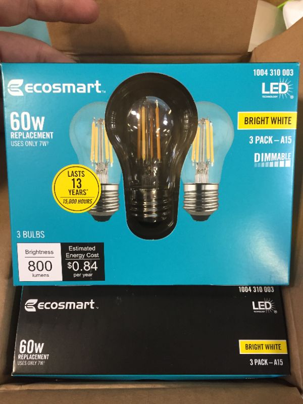 Photo 3 of 60-Watt Equivalent A15 Dimmable Clear Glass Filament LED Vintage Edison Light Bulb in Bright White (3-Pack)
4ct