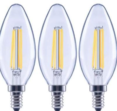 Photo 1 of 100-Watt Equivalent B13 Dimmable Blunt Tip Candle Clear Glass Filament LED Vintage Edison Light Bulb Daylight (3-Pack)
