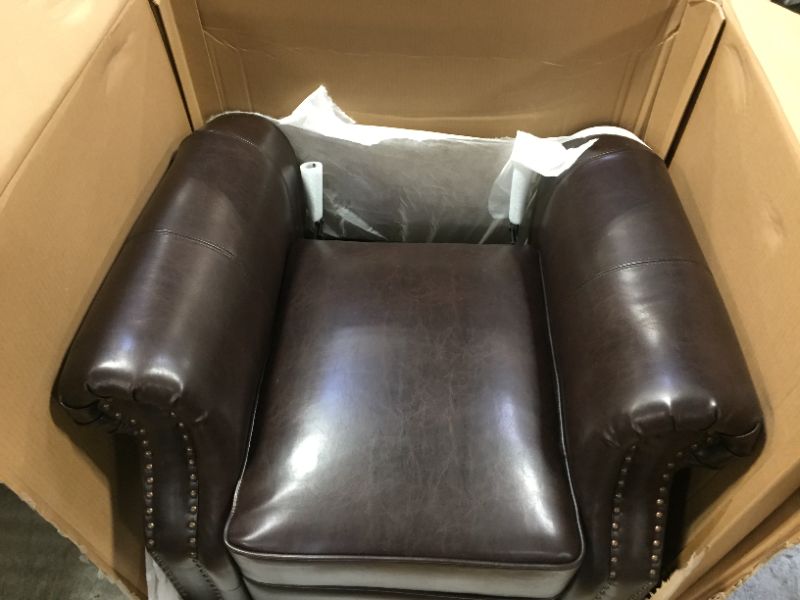 Photo 3 of Great Deal Furniture Waldo Brown Leather Recliner Club Chair
