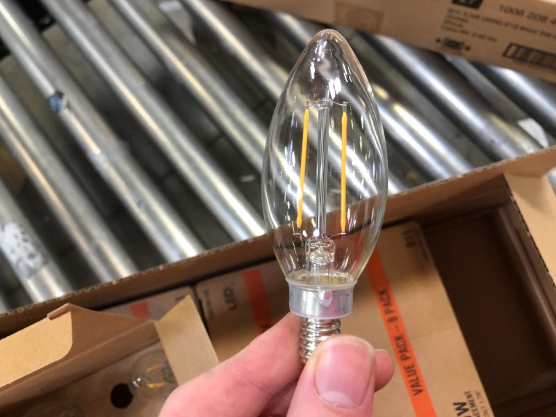 Photo 3 of 40-Watt Equivalent B11 Non-Dimmable Clear Glass Filament Vintage Edison LED Light Bulb Soft White (8-Pack) 5 BOXES (40 bulbs)
