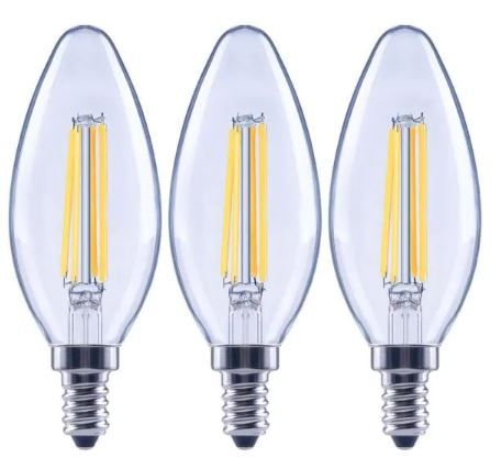 Photo 1 of 100-Watt Equivalent B13 Dimmable Blunt Tip Clear Glass Filament LED Vintage Edison Light Bulb Bright White (3-Pack) 4 BOXES (12 pk)

