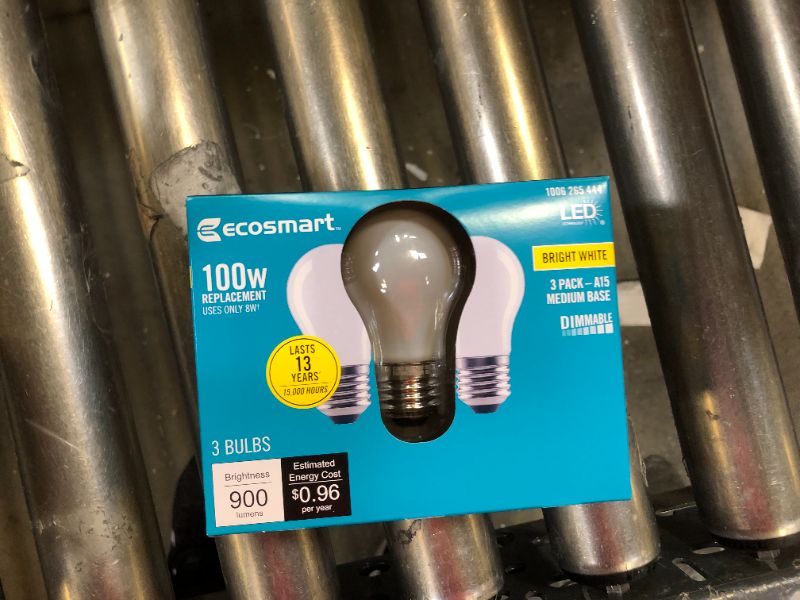 Photo 3 of 100-Watt Equivalent A15 Dimmable Appliance Fan Frosted Glass Filament LED Vintage Edison Light Bulb Bright White(3-Pack) 4 BOXES (12 bulbs)
