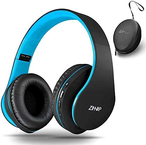 Photo 1 of Wireless Over-Ear Headset with Deep Bass, Bluetooth and Wired Stereo Headphones Buit in Mic for Cell Phone, TV, PC,Soft Earmuffs &Light Weight for Prolonged Wearing by Zihnic (Black/Blue)
