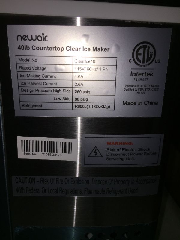 Photo 3 of NEWAIR ICE MAKER 