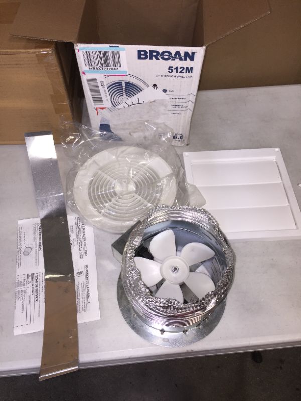 Photo 2 of Broan 512M 70 CFM 6" Through The Wall VENTILATOR, White