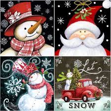 Photo 1 of 2 Pack 5D Full Drill Christmas Diamond Painting Kit,5D Diamond Painting Santa Claus Embroidery and Christmas Snowman Full Drill DIY Art Cross Stitch Xmas Home Decor 10x10in