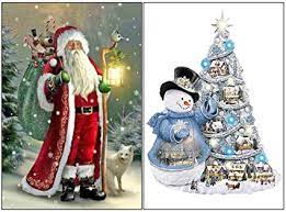 Photo 1 of 2 Pack 5D Full Drill Christmas Diamond Painting Kit,5D Diamond Painting Santa Claus Embroidery and Christmas Snowman Full Drill DIY Art Cross Stitch Xmas Home Decor 10x10in