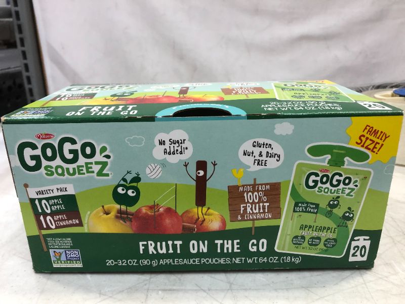 Photo 1 of GoGo squeeZ Fruit on the Go, Apple Apple, 3.2 oz. (20 Pouches) - Tasty Kids Applesauce Snacks Made from Apples - Gluten Free Snacks for Kids--fabric sealed  best by 11-30-2021
