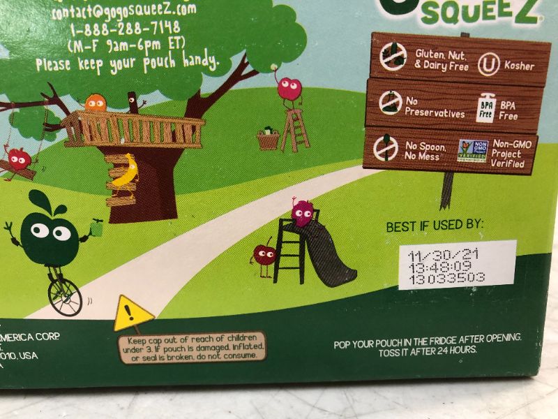 Photo 1 of GoGo squeeZ Fruit on the Go, Apple Apple, 3.2 oz. (20 Pouches) - Tasty Kids Applesauce Snacks Made from Apples - Gluten Free Snacks for Kids--fabric sealed  best by 11-30-2021