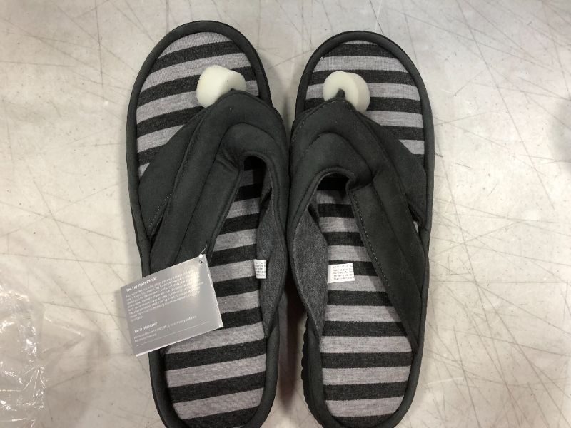 Photo 1 of men's microsuede-flip flop slippers-dark grey size 11.5