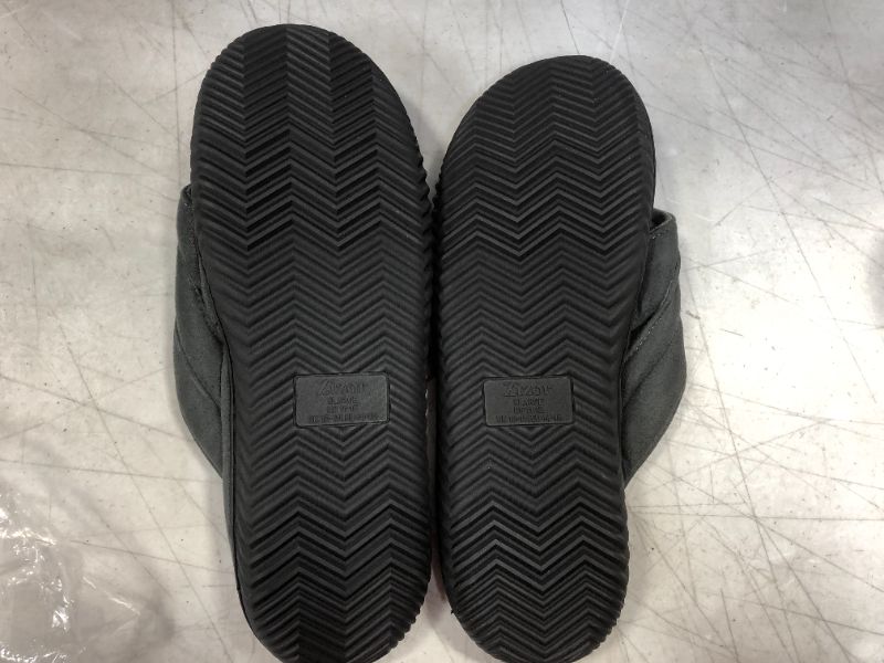 Photo 1 of men's microsuede-flip flop slippers-dark grey size 11.5