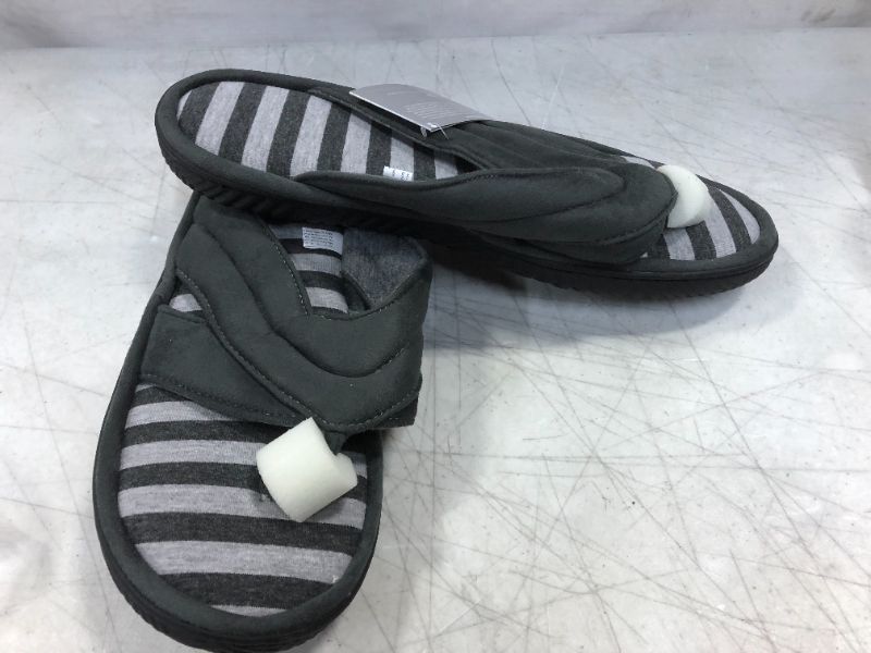 Photo 1 of men's microsuelde flip-flop slippers--dark grey size 12