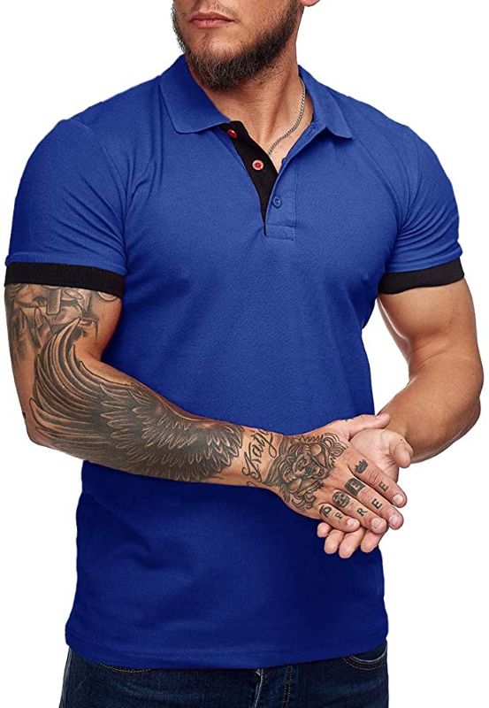 Photo 1 of uoyouzi Men's Short Sleeve Casual Slim Fit Polo Shirts Basic Designed Classic Cut Cotton Shirts