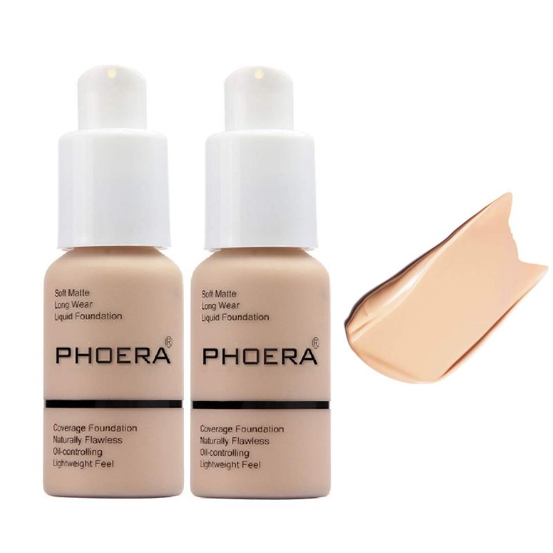 Photo 1 of 2 Pack Phoera Foundation,Durable waterproof matte foundation, matte oil control concealer foundation cream, 102 Nude-30ml BUNDLE OF 20
