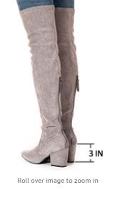 Photo 2 of (Chinese Size 36-USA 5.5)  Gray Women Boots Winter Over Knee Long ,Comfort Square Heels 