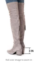 Photo 1 of (Chinese Size 36-USA 5.5)  Gray Women Boots Winter Over Knee Long ,Comfort Square Heels 