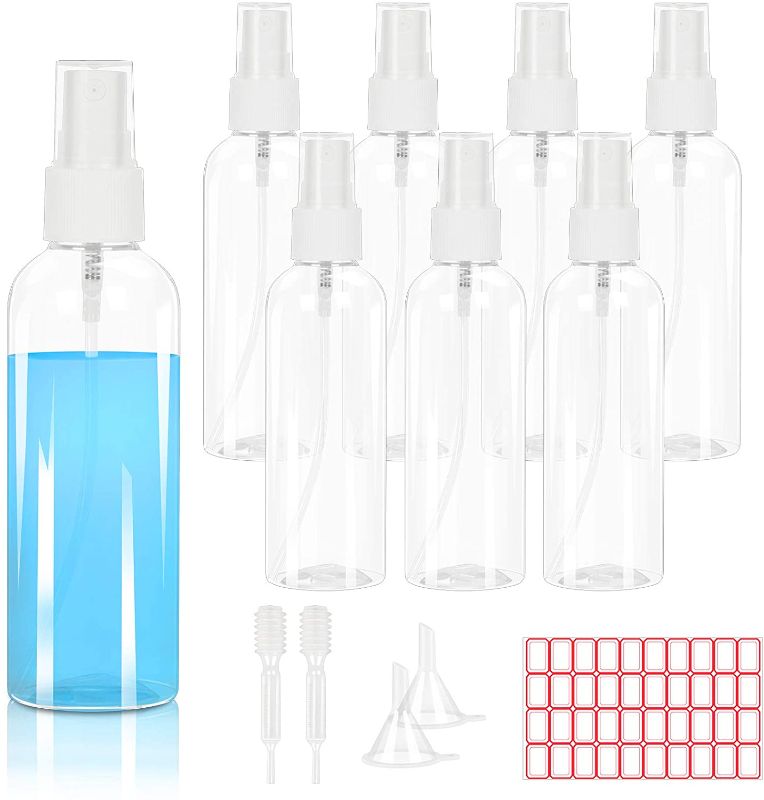 Photo 1 of 2 PACK - KAKOO Spray Bottles, 8 Pcs 100ml Clear Empty Fine Mist Plastic Bottle Travel Atomiser Toiletries Liquid Containers for Cosmetic Makeup (Total of 16)
