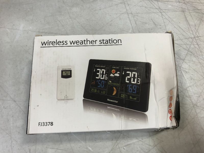 Photo 2 of Newentor Weather Station Wireless Indoor Outdoor Thermometer, Color Display Digital Weather Thermometer with Atomic Clock, Forecast Station with Calendar and Adjustable Backlight
