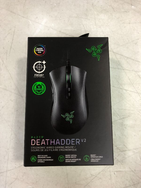 Photo 2 of Razer DeathAdder V2 Gaming Mouse: 20K DPI Optical Sensor - 2nd Gen Faster Optical Switch - Chroma RGB Lighting - 8 Programmable Buttons - Rubberized Side Grips - Ergonomic Design - Classic Black
