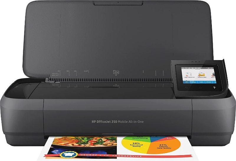 Photo 1 of HP OfficeJet 250 All-in-One Portable Printer with Wireless & Mobile Printing, Works with Alexa (CZ992A), Black, Normal