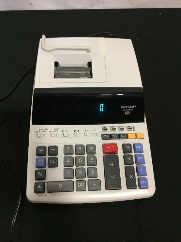 Photo 2 of Sharp EL-1197PIII Heavy Duty Color Printing Calculator with Clock and Calendar