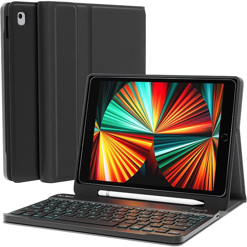 Photo 1 of iPad Case with Keyboard 10.2'' iPad 8th Generation Case with Keyboard - iPad Keyboard Case with Backlit, Bt, Keyboard and Built-in Pencil Holder - for iPad 7th (2019)/8th (2020) Generation - Black
