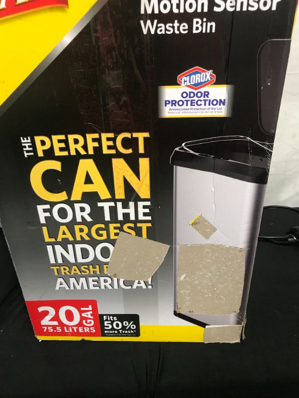 Photo 1 of Glad 20g Stainless Steel Sensor Trash Can with Clorox Odor Protection Lid | Fits Kitchen Pro 20 Gallon Waste Bags